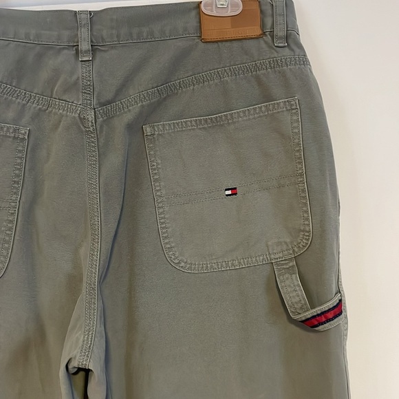 VTG Tommy Hilfiger Carpenter Pants 14 Green Crop ‘02 Y2K Olive Casual Loose Fit - Picture 8 of 16